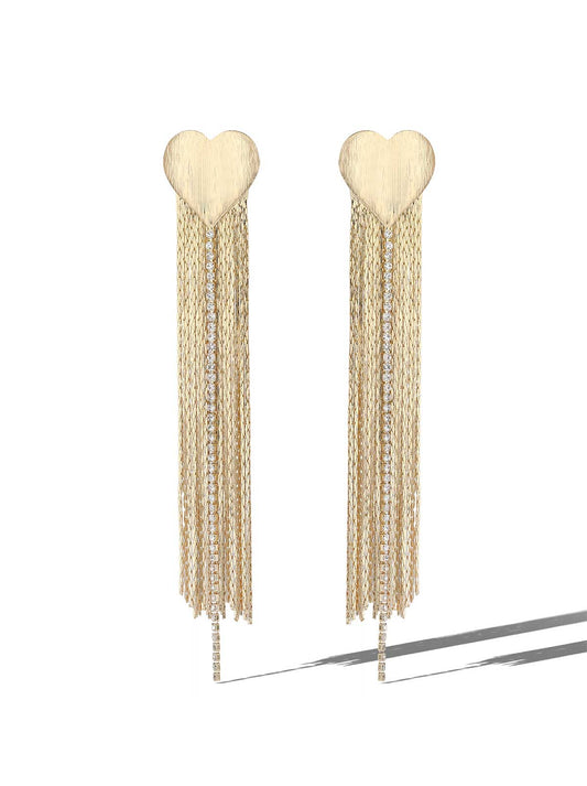 Heart Top Tassel Earrings