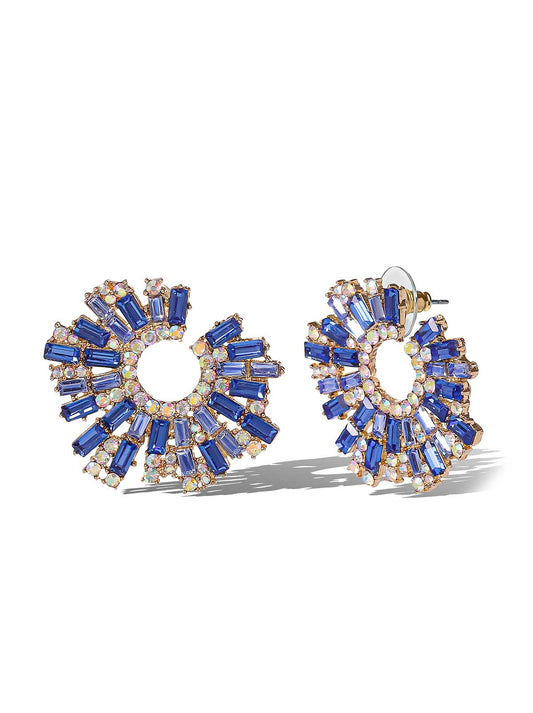 Sunburst Blue Crystal Earrings