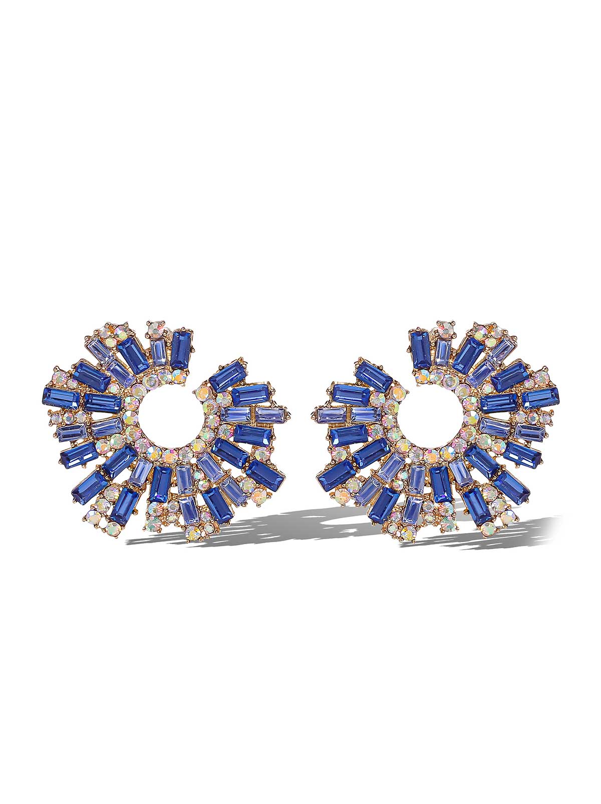 Sunburst Blue Crystal Earrings