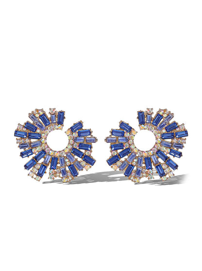 Sunburst Blue Crystal Earrings