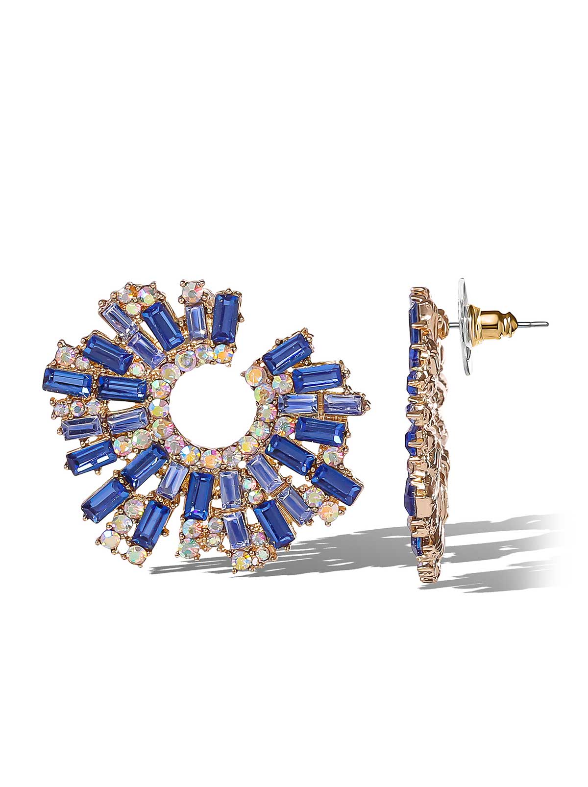 Sunburst Blue Crystal Earrings