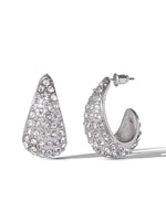 Crystal-Encrusted Teardrop Hoop Earrings