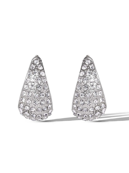 Crystal-Encrusted Teardrop Hoop Earrings