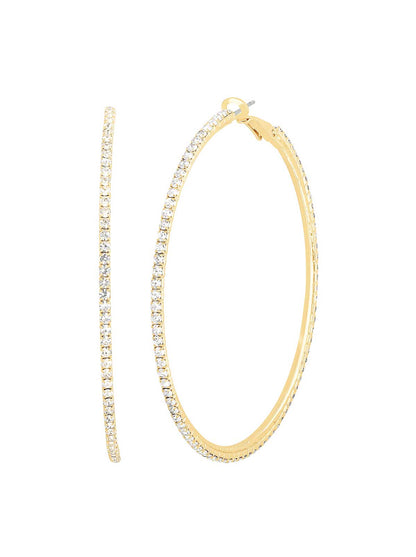 Gold-Tone Crystal Pave Hoop Earrings