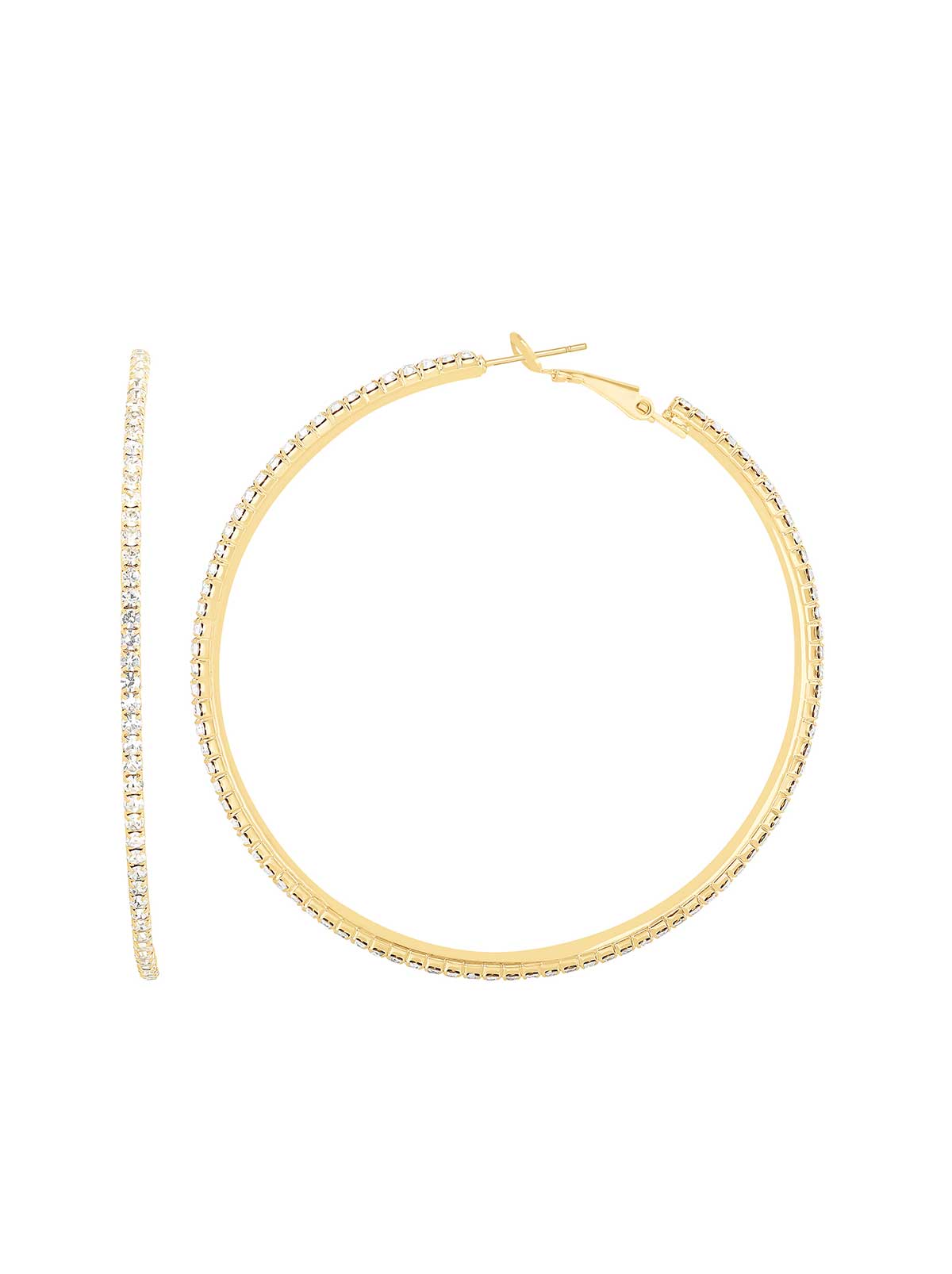 Gold-Tone Crystal Pave Hoop Earrings