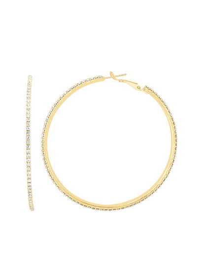 Gold-Tone Crystal Pave Hoop Earrings
