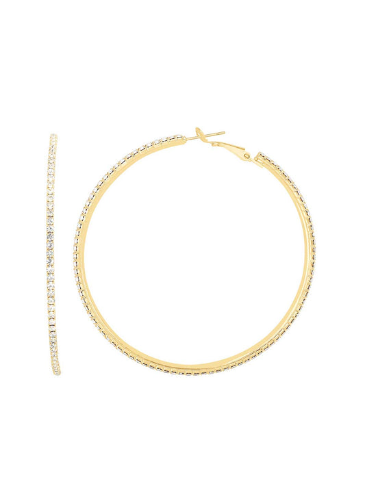 Gold-Tone Crystal Pave Hoop Earrings