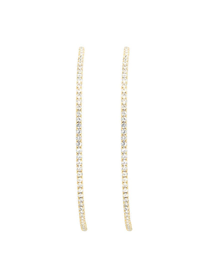 Gold-Tone Crystal Pave Hoop Earrings