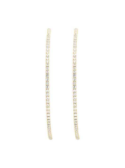 Gold-Tone Crystal Pave Hoop Earrings
