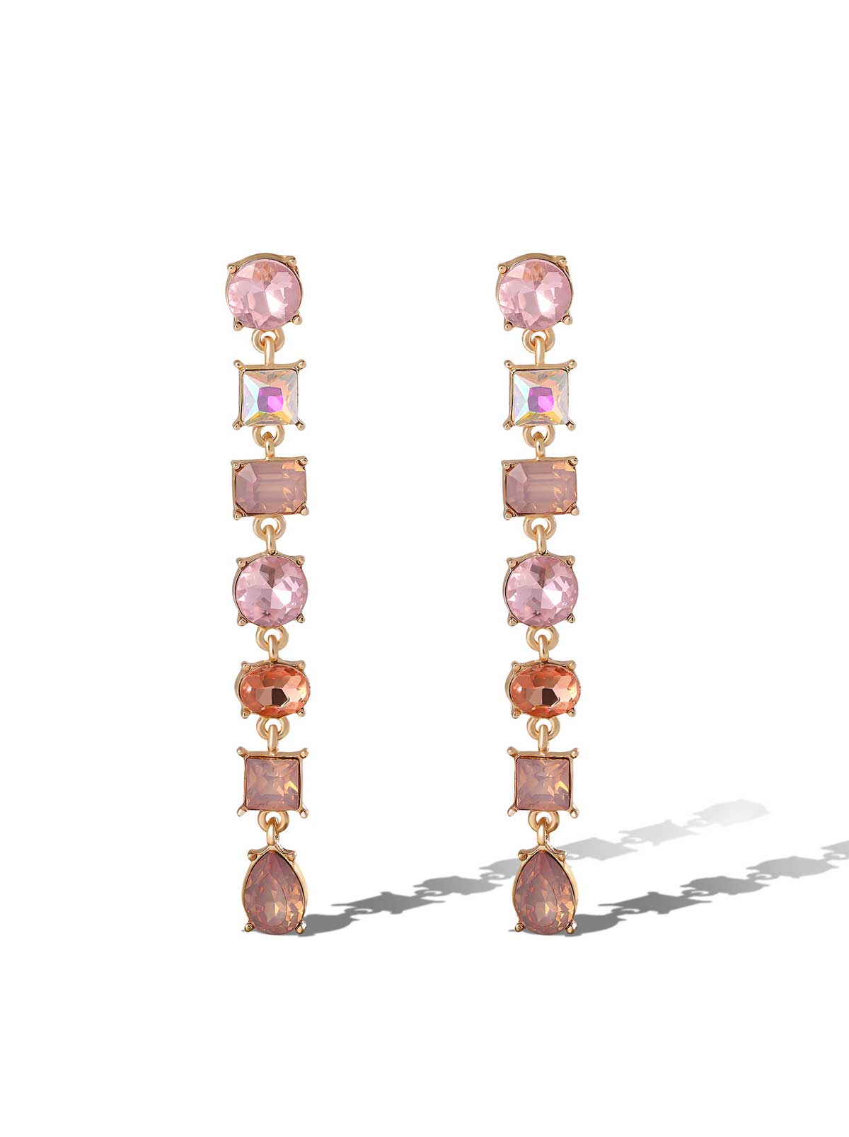 Gradient Pink Gemstone Drop Earrings