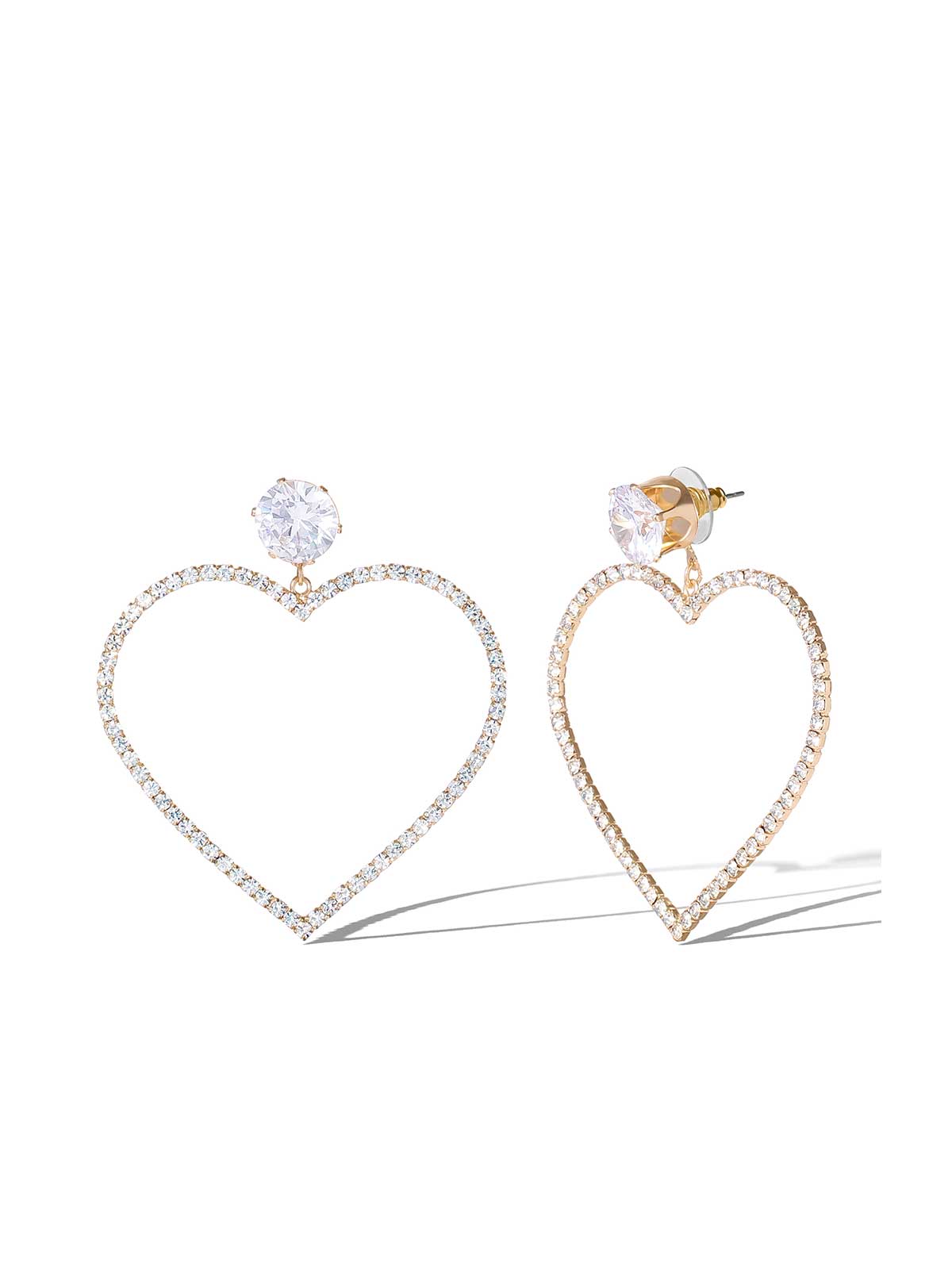 Heart-Shaped Crystal Drop Earrings
