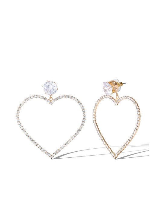 Heart-Shaped Crystal Drop Earrings