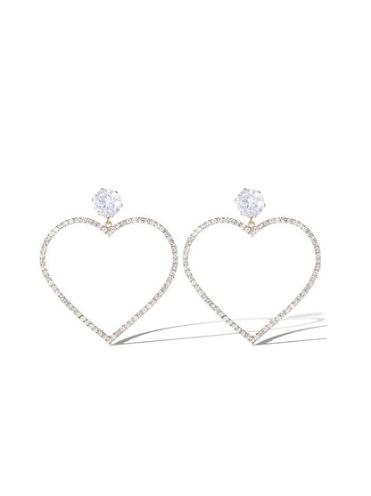 Heart-Shaped Crystal Drop Earrings