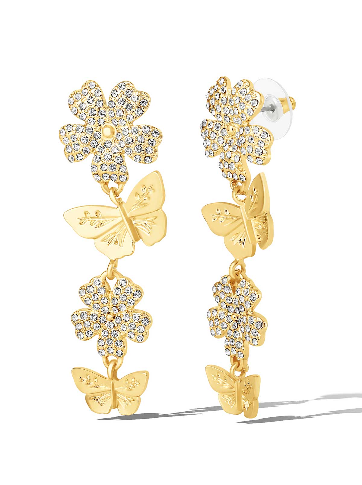 Flower & Butterfly Drop Earrings