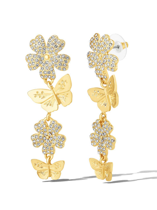 Flower & Butterfly Drop Earrings