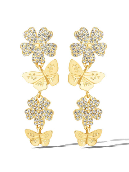 Flower & Butterfly Drop Earrings