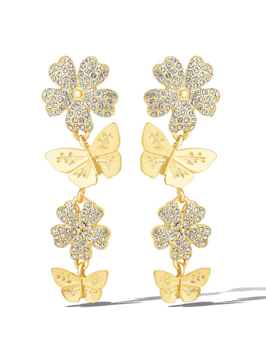 Flower & Butterfly Drop Earrings
