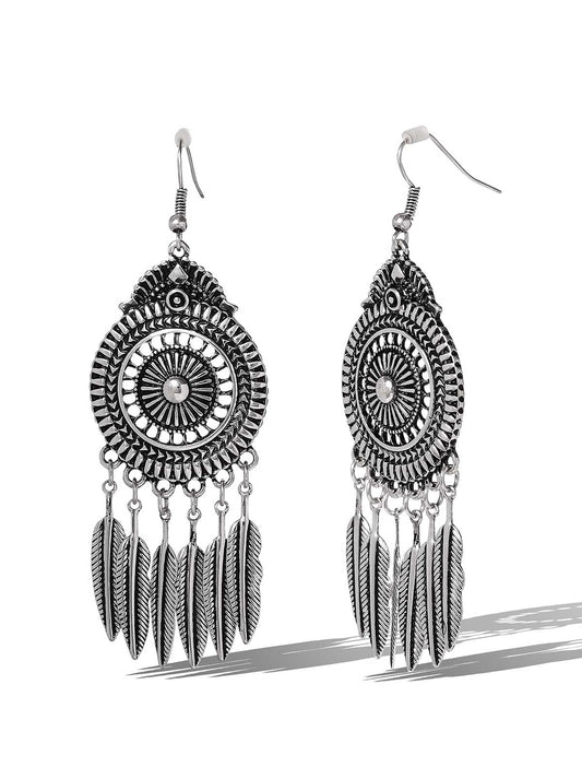 Antique Feather Drop Earrings