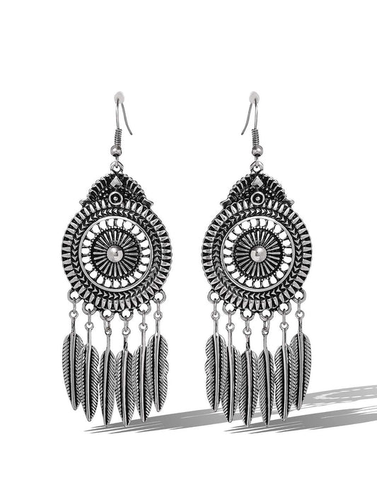 Antique Feather Drop Earrings