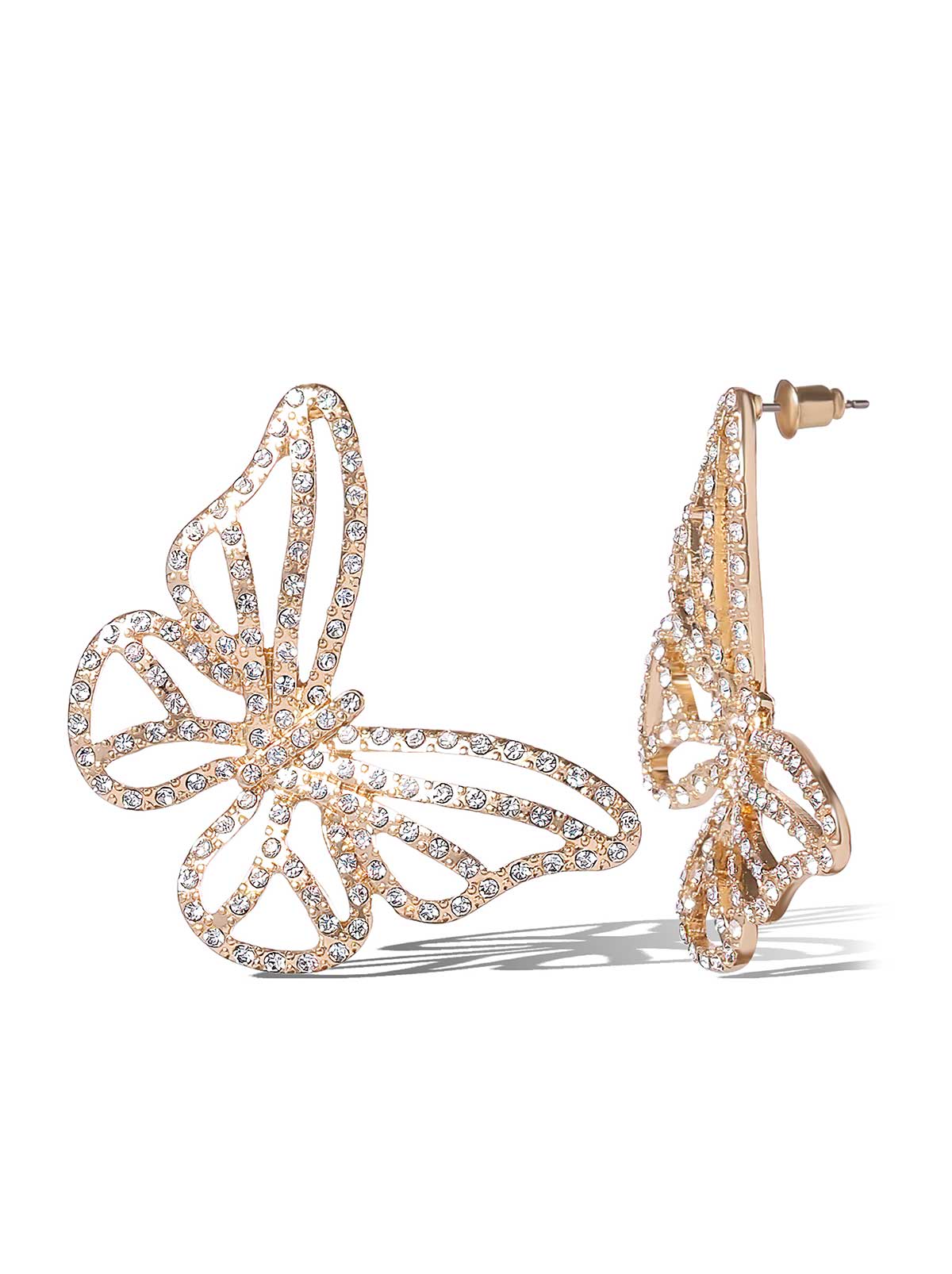 Crystal-Studded Butterfly Earrings