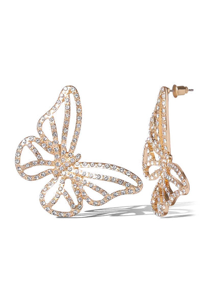 Crystal-Studded Butterfly Earrings