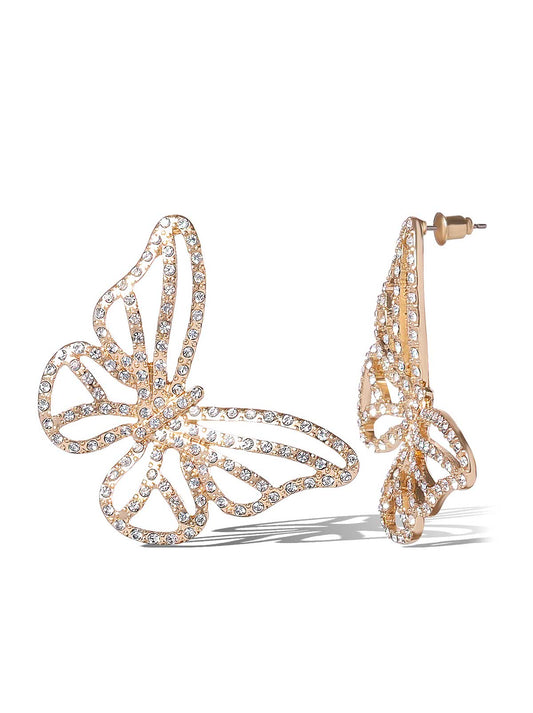Crystal-Studded Butterfly Earrings