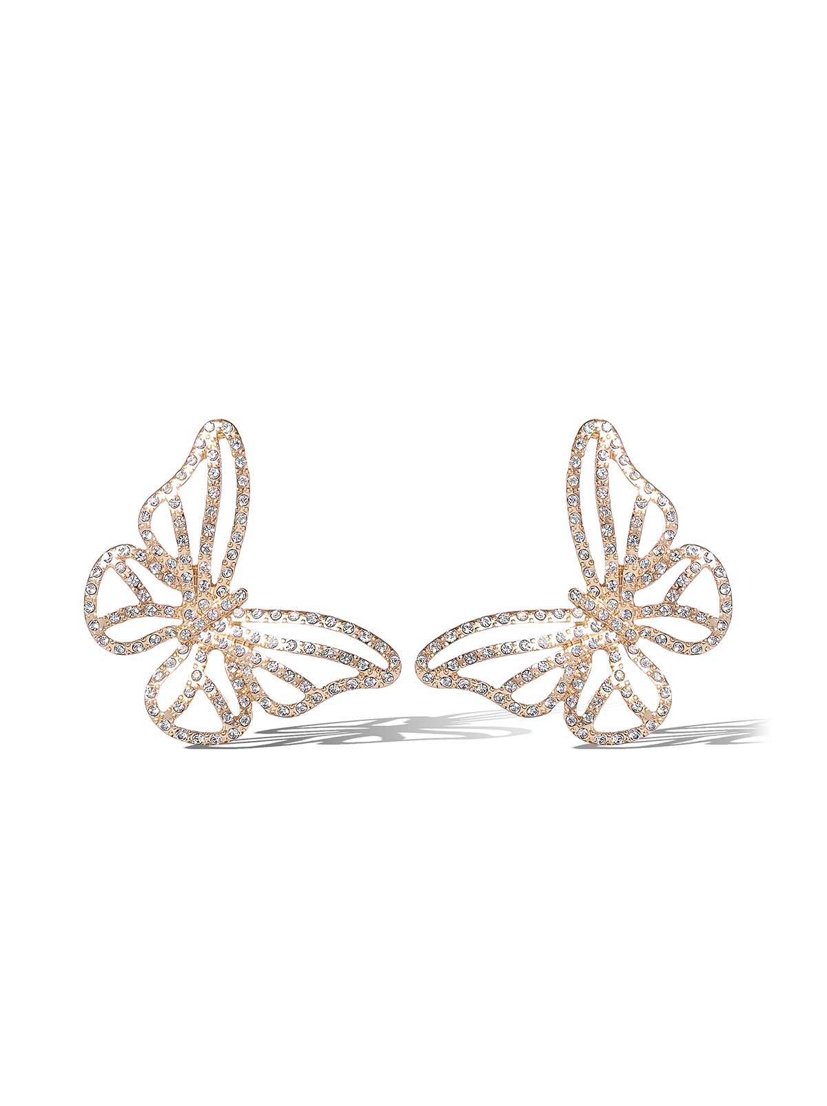 Crystal-Studded Butterfly Earrings