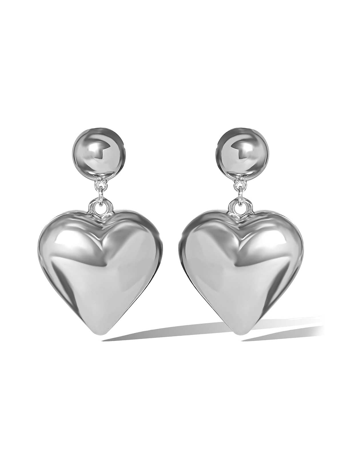 Bold Puff Heart Drop Earrings
