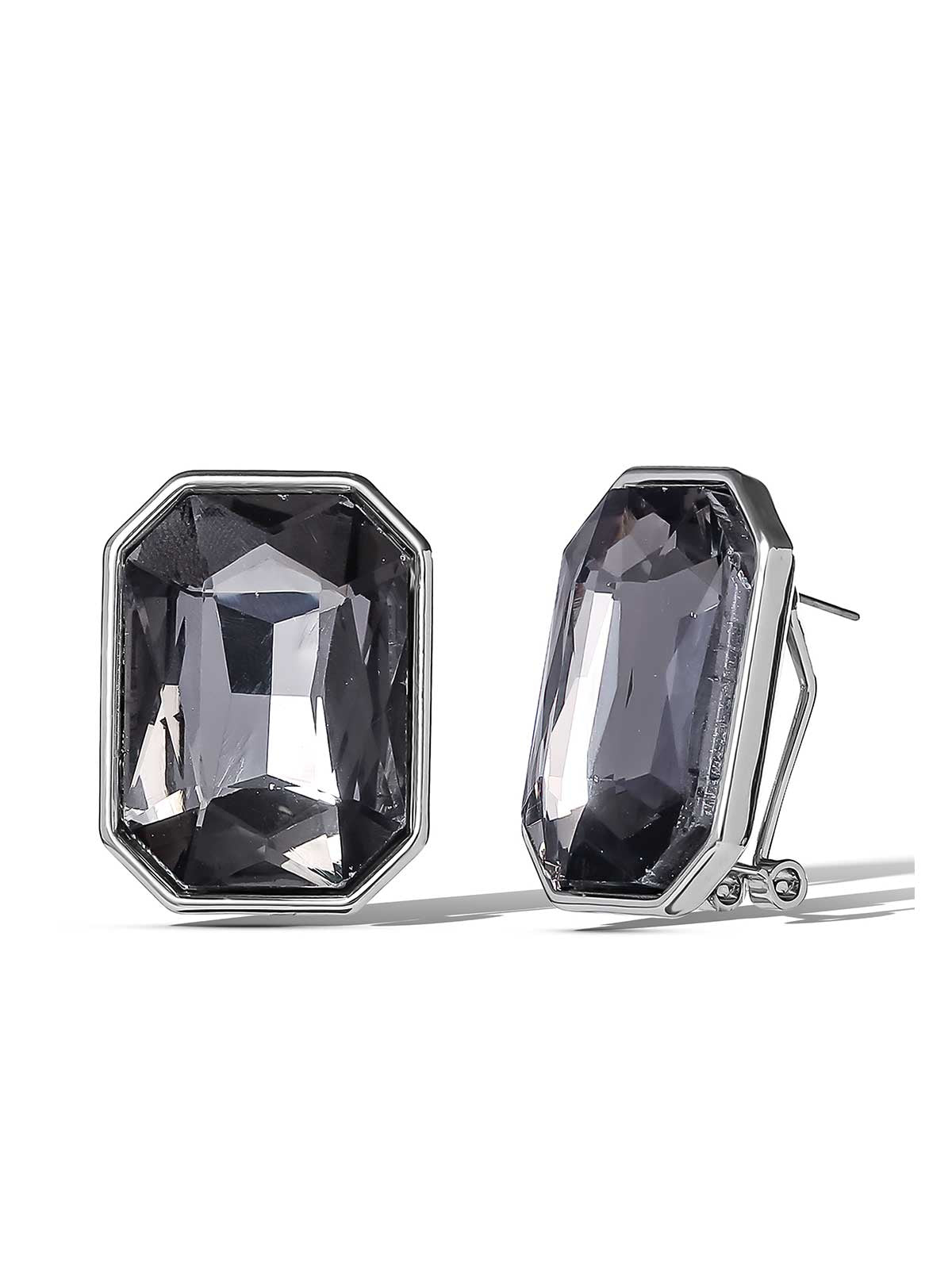 Octagon-Cut Smoky Crystal Earrings
