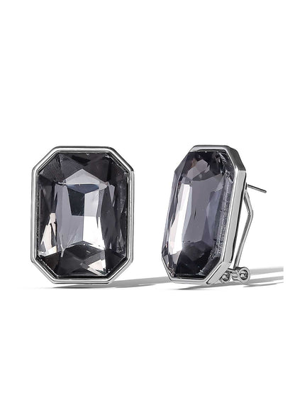 Octagon-Cut Smoky Crystal Earrings