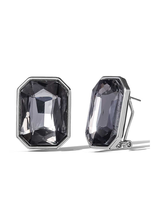 Octagon-Cut Smoky Crystal Earrings