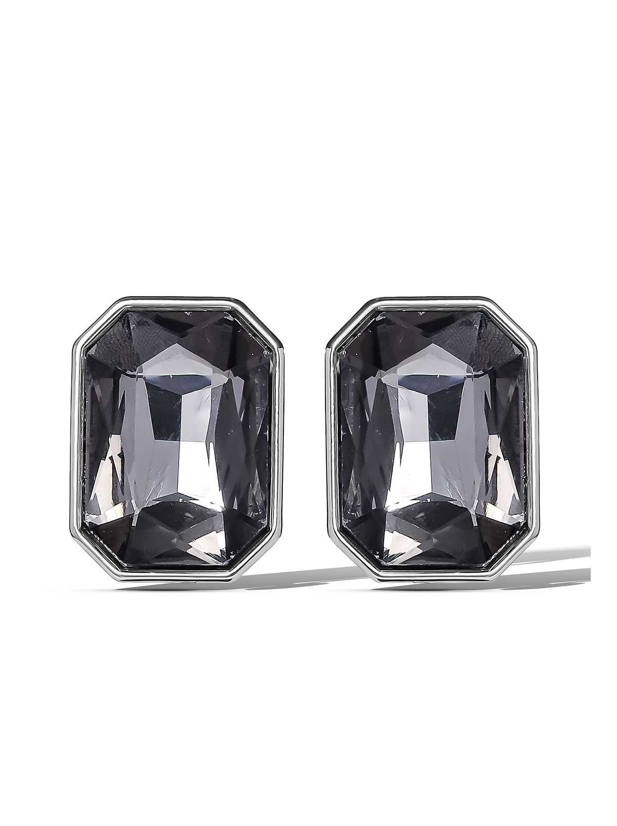 Octagon-Cut Smoky Crystal Earrings