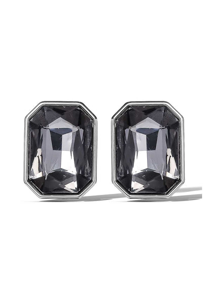 Octagon-Cut Smoky Crystal Earrings
