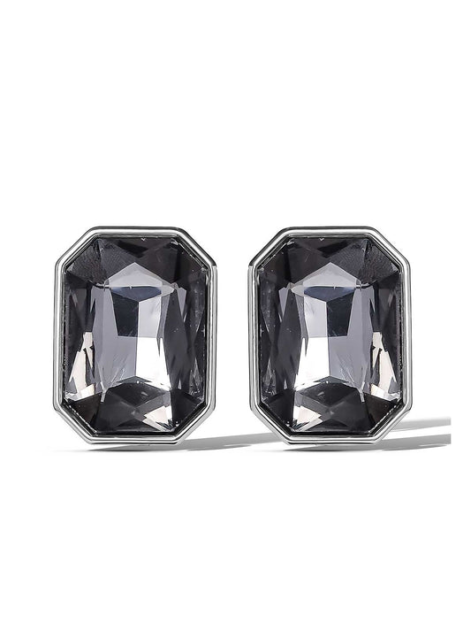 Octagon-Cut Smoky Crystal Earrings