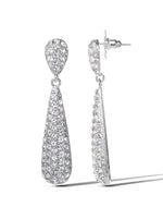 Silver-Tone Pave Teardrop Dangle Earrings