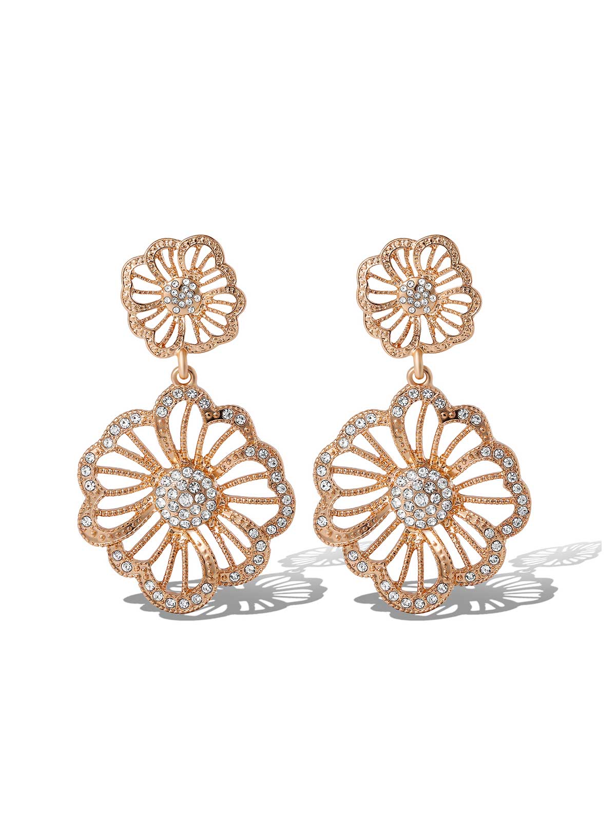Radiant Rose Gold Floral Drop Earrings