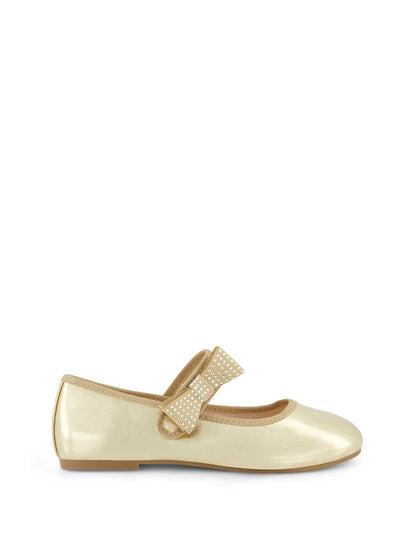 Little Girls' Amy Crystal Bow Ballet Flat in Gold