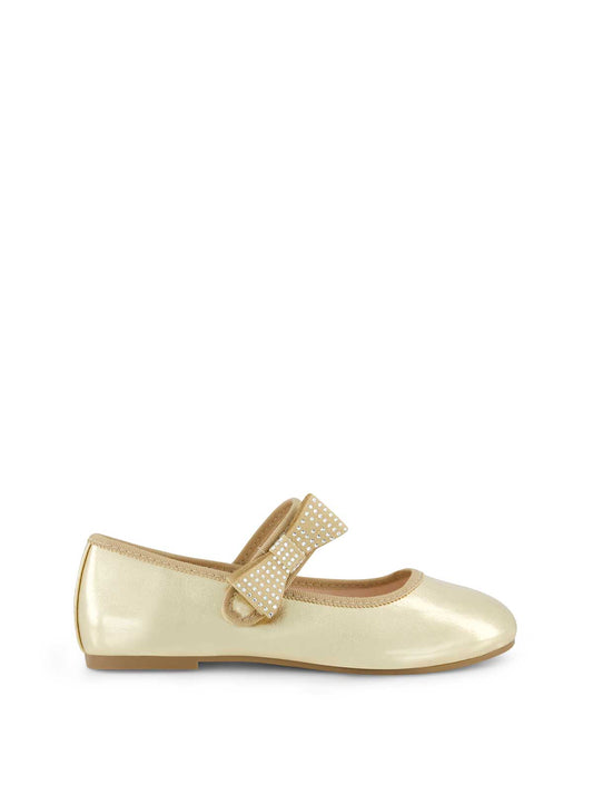 Little Girls' Amy Crystal Bow Ballet Flat in Gold