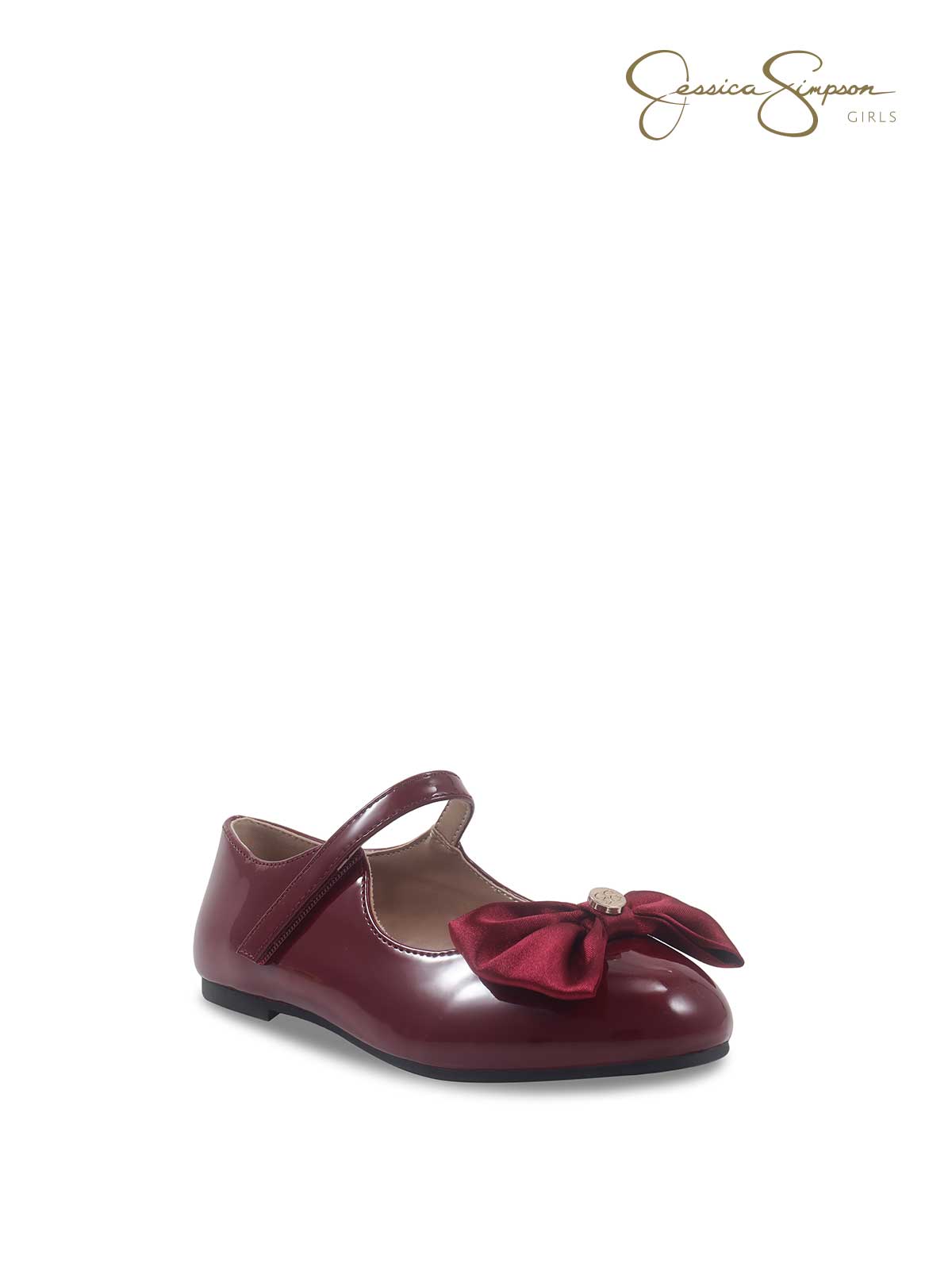 Girls Amy Big Bow Mary Jane in Maroon