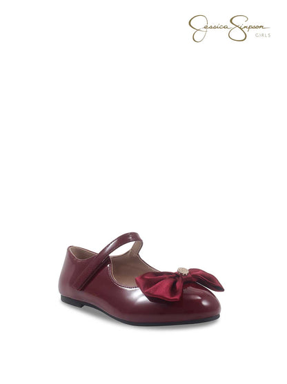 Girls Amy Big Bow Mary Jane in Maroon