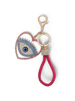 Heart Evil Eye Pink Cord Keychain