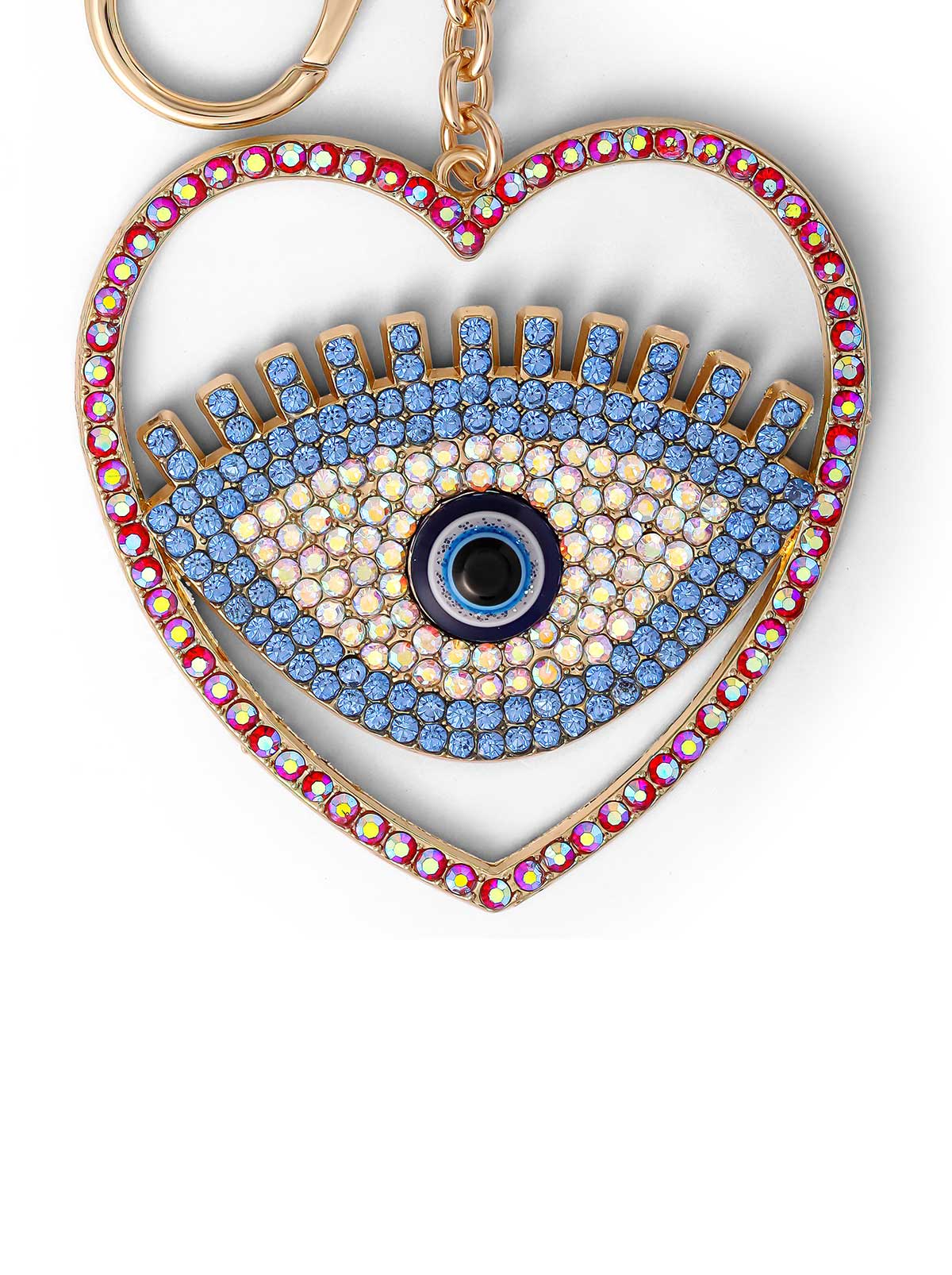 Heart Evil Eye Pink Cord Keychain