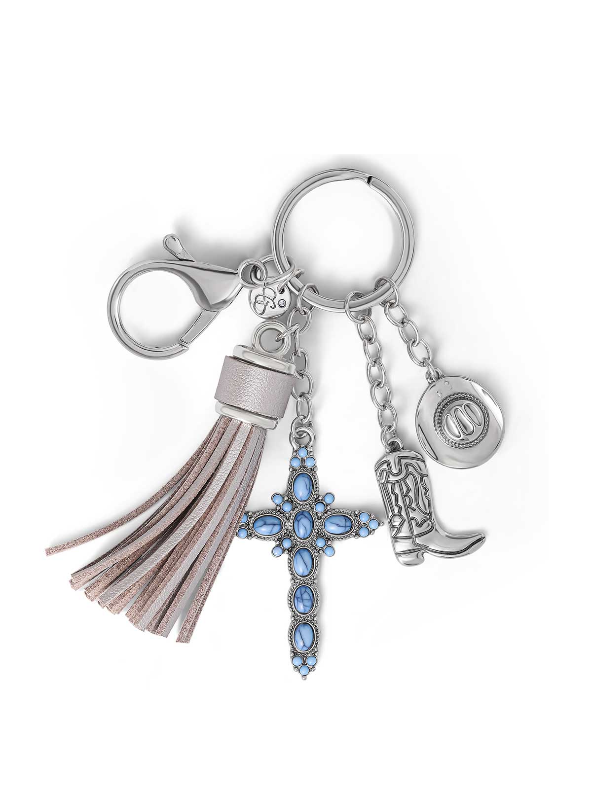 Turquoise Silver Charms Keychain