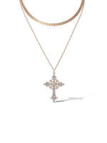 Layered Gold-Tone Cross Pendant Necklace