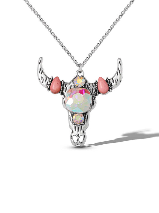 Crystal Bull Skull Pendant