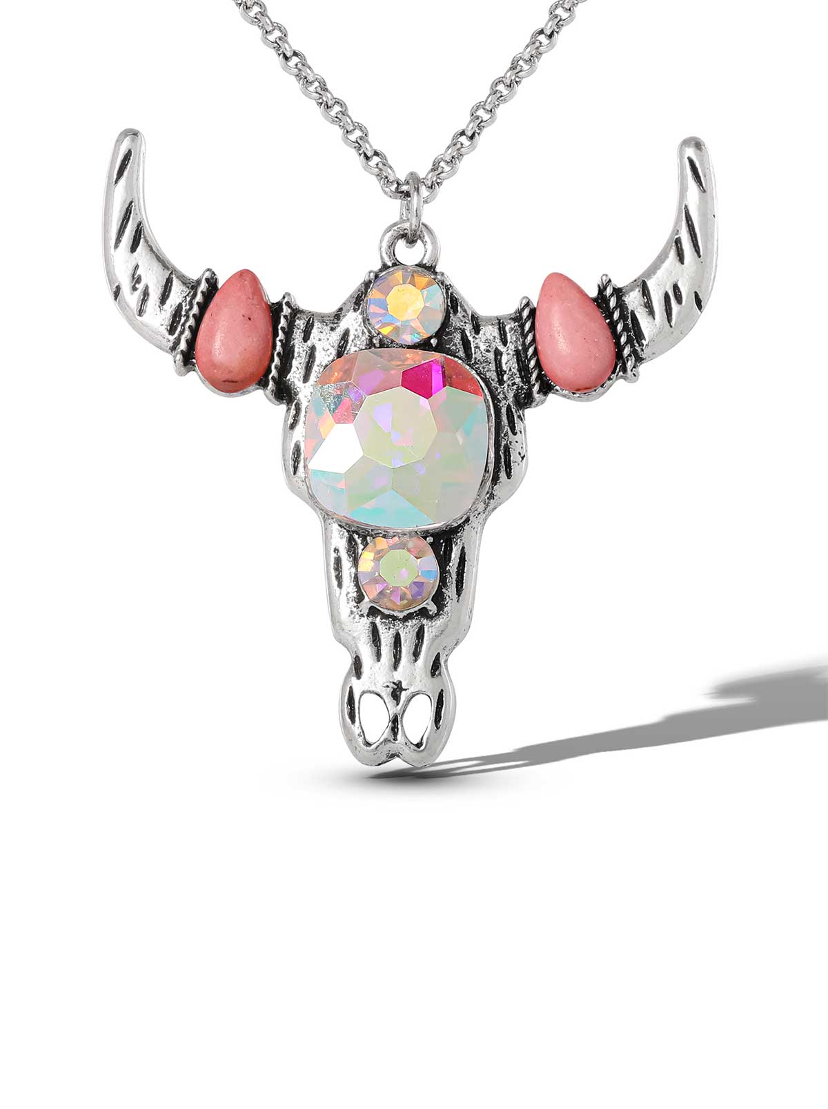 Crystal Bull Skull Pendant