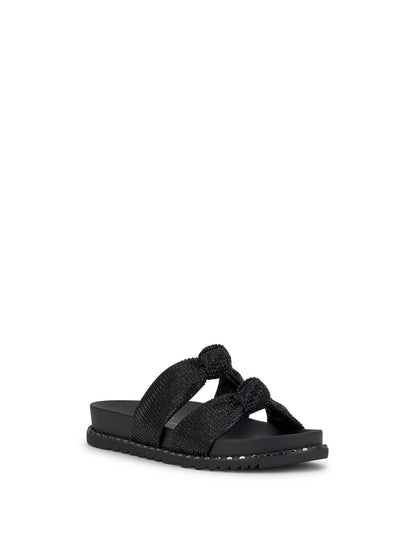Caralyna Flat Sandal in Black Shimmer