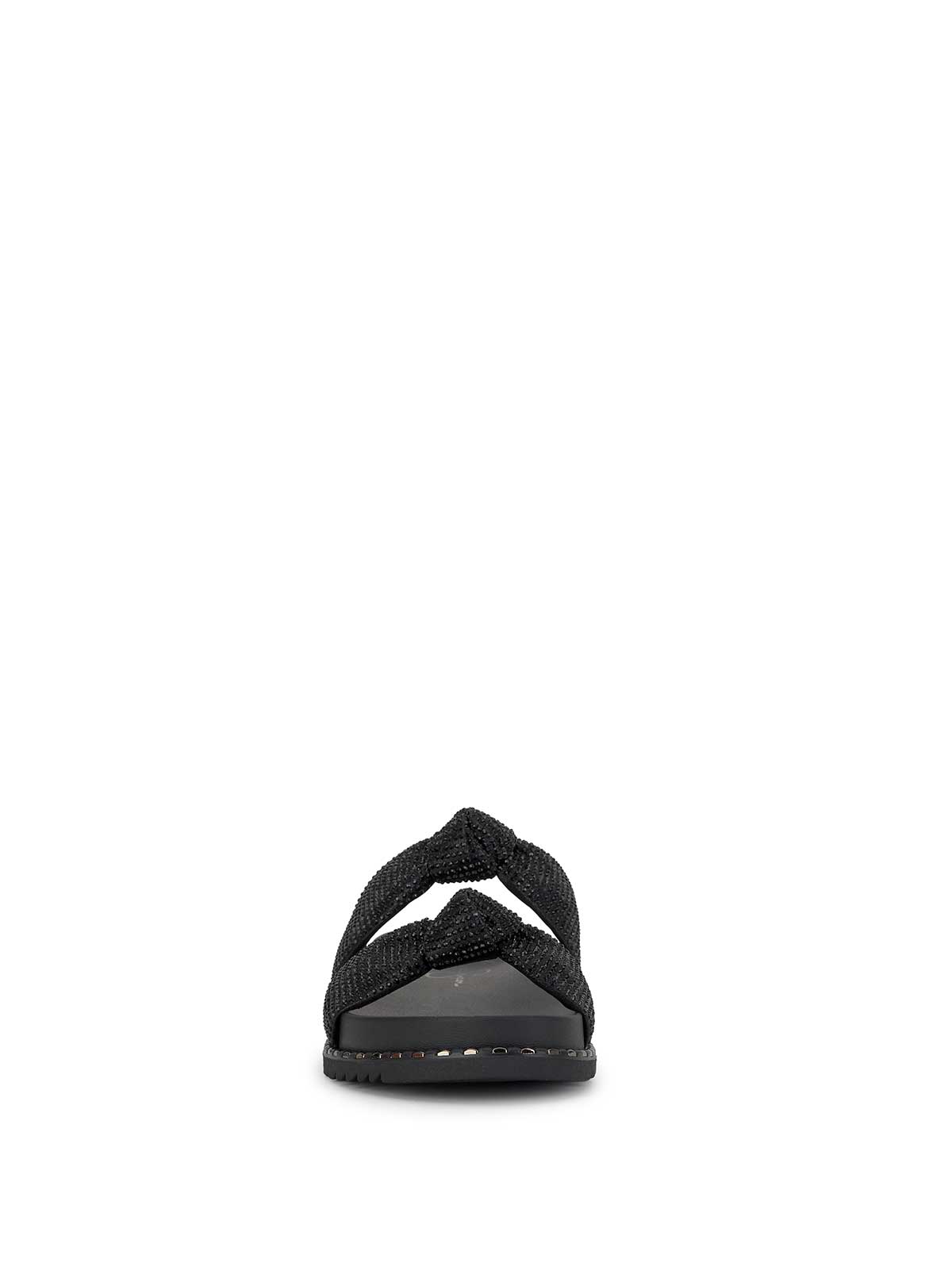 Caralyna Flat Sandal in Black Shimmer