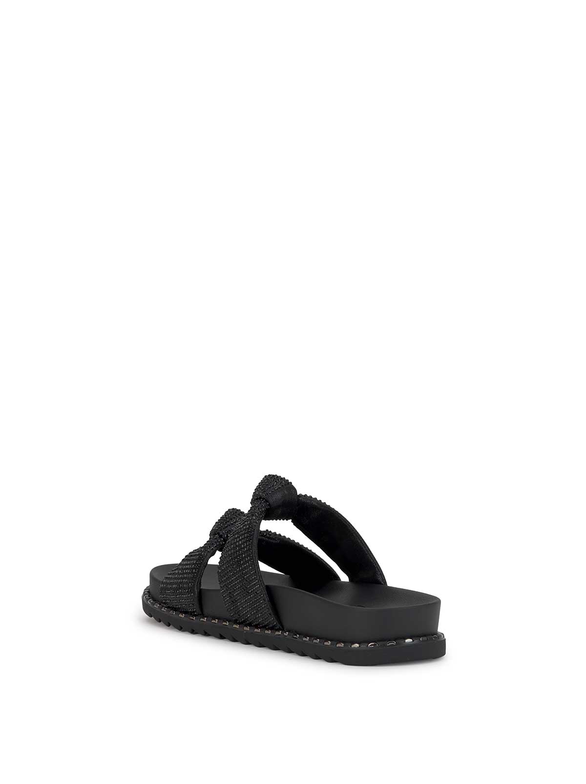 Caralyna Flat Sandal in Black Shimmer