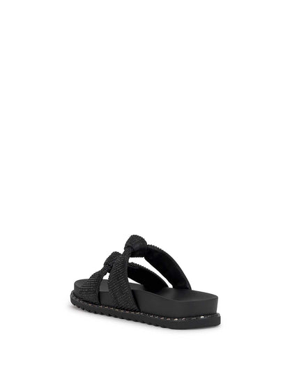 Caralyna Flat Sandal in Black Shimmer